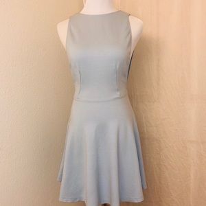 Powder Blue Skater Dress with Sexy Lowcut Back